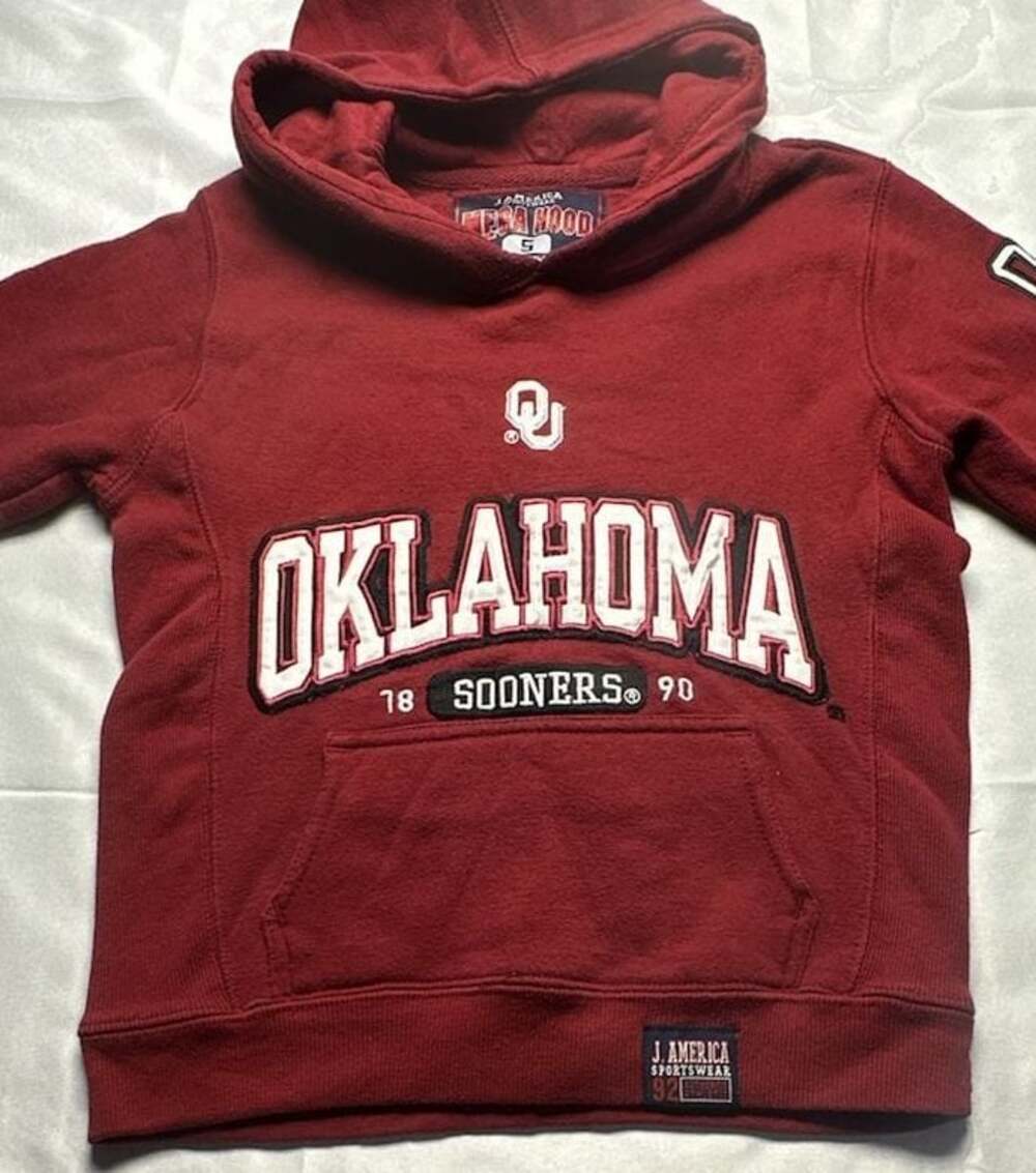 J America OK Sooners Youth S Hoodie Red Pullover Sweatshirt NCAA OU Football